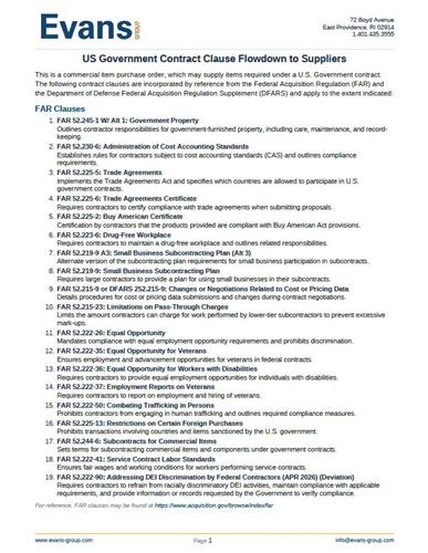 US Government  Contract Clause Flowdown 2026